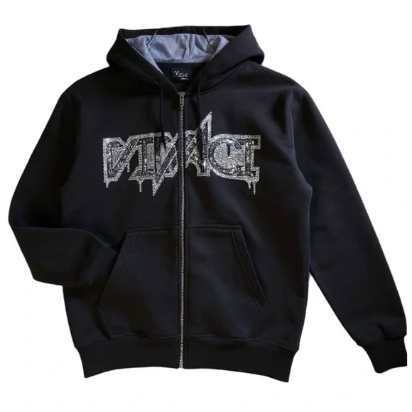 Vivaci • Rhinestone Zip-Up Hoodie • Men’s Large • Black